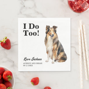 Ich tue auch! Collie Dog Wedding Napkins mit Foto Serviette