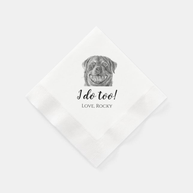 Ich tue auch! Dog Themed Wedding Party Napkins Rot Serviette (Ecke)