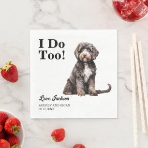 Ich tue auch! Portugese Water Hund Hochzeitstier Serviette