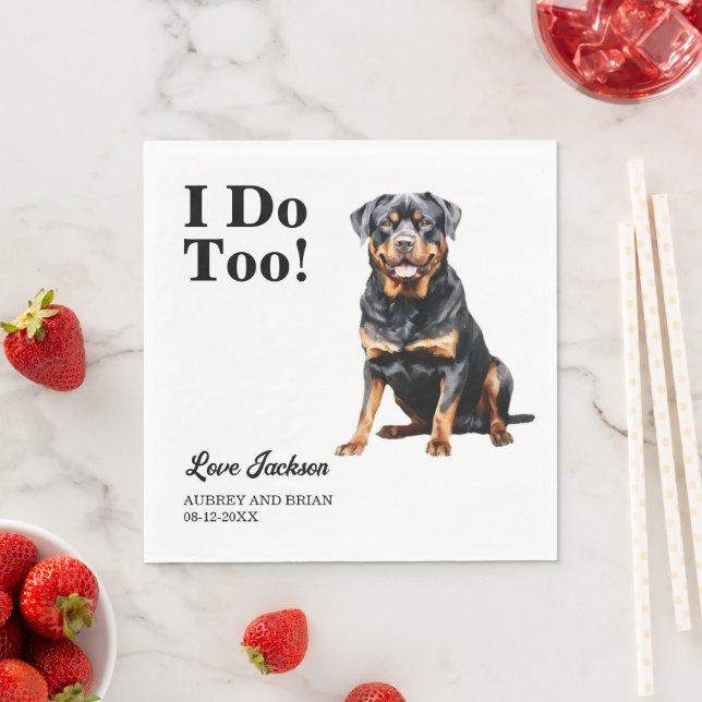 Ich tue auch! Rottweiler Hunde Hochzeitstier Serviette (Beispiel)