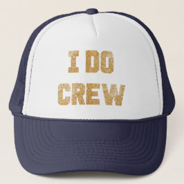 Ich tue Crew-GoldGlitzer-Braut Bachelorette Hut Truckerkappe