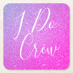 Ich tue Crew-lila Glitzer-Junggeselinnen-Abschied Rechteckiger Pappuntersetzer