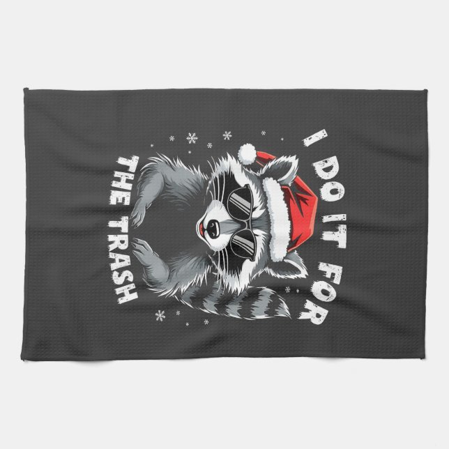 Ich tue es für den Trash Funny Weihnachts-Raccoon Geschirrtuch (Horizontal)