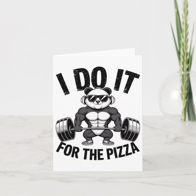 Ich tue es für die Pizza Barbell Bodybuilder Bodyb Karte (Vorderseite)
