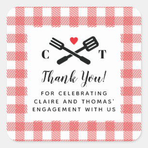 Ich tue GRILLEN Red Picnic Gunst Quadratischer Aufkleber