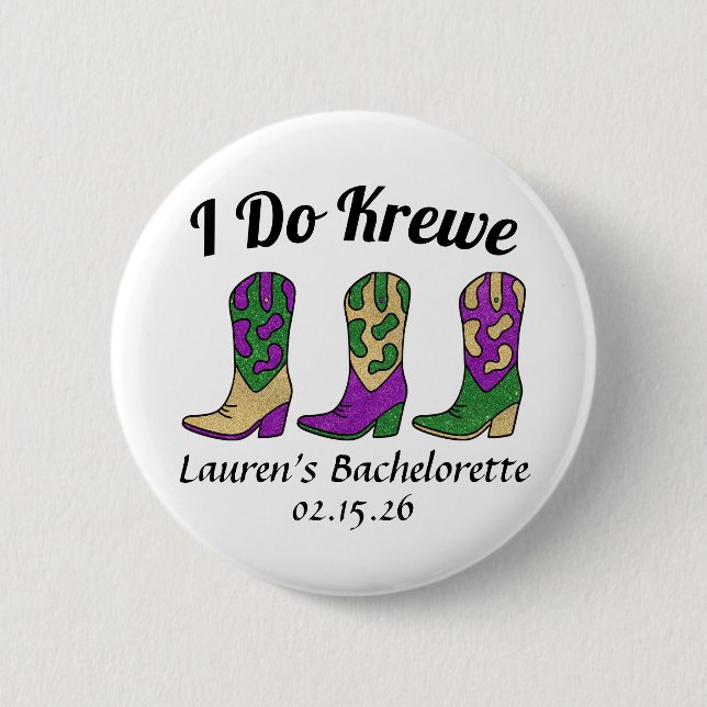 Ich tue Krewe Mardi Gras Bachelorette Button (Vorderseite)