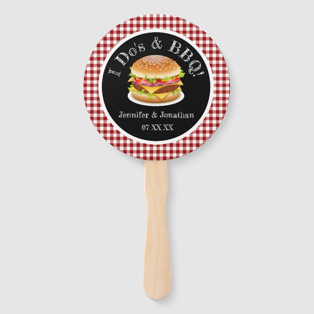 Ich tue und GRILLEN Red Gingham Hamburger Lässig H Fächer (Rückseite)