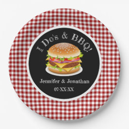 Ich tue und GRILLEN Red Gingham Hamburger Lässig H Pappteller