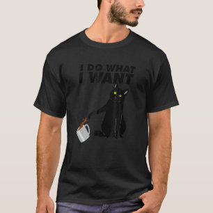 Ich tue, was ich Cat Spilling Coffee Cat and Coff T-Shirt