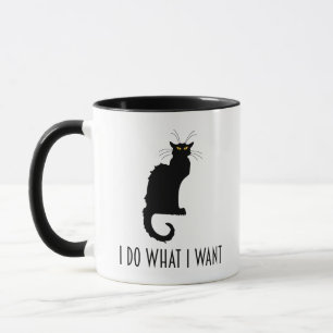Ich tue, was ich den lustigen Noir Katzen-Chat Tasse