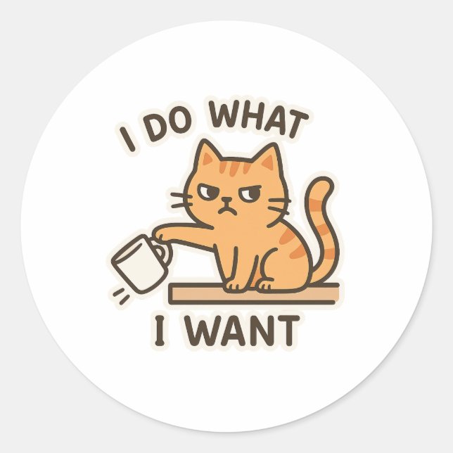 Ich tue, was ich Gewollt habe - Sassy Cat Sticker (Vorderseite)