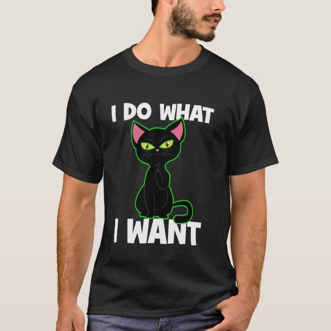 Ich tue, was ich lustige Black Cat Pet Liebhaber M T-Shirt (Vorderseite)