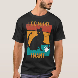 Ich tue, was ich Vintage Retro-Katze Gewollt habe T-Shirt