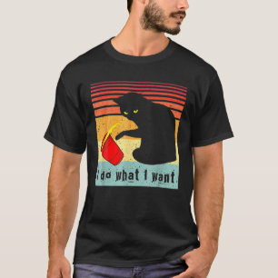 Ich tue, was ich Vintage schwarze Katze Gewollt ha T-Shirt