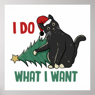 Ich tue, was ich Weihnachten Schwarzen Katzen Urla Poster