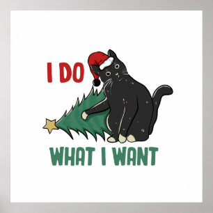 Ich tue, was ich Weihnachten Schwarzen Katzen Urla Poster