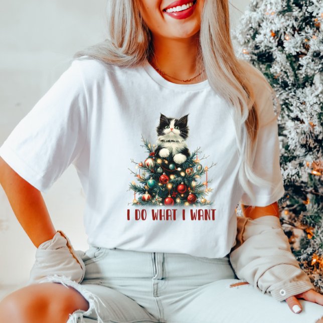 Ich tue, was ich Weihnachts-Katze-T - Shirt Gewoll (Von Creator hochgeladen)