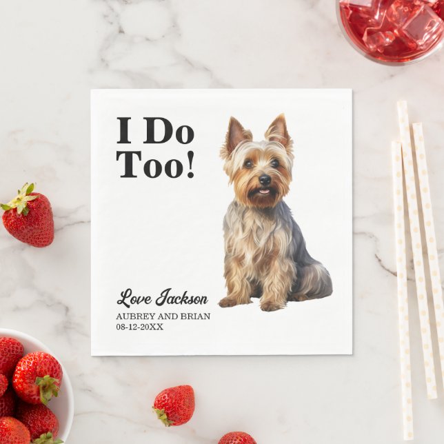 Ich tue zu australische Terrier Pet Wedding Serviette (Beispiel)