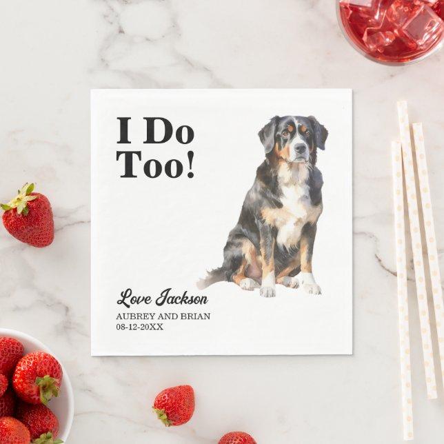 Ich tue zu Bernese Mountain Dog Pet Wedding Serviette (Beispiel)