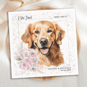 Ich tue zu Golden Retriever Pink Floral Hund Hochz Serviette