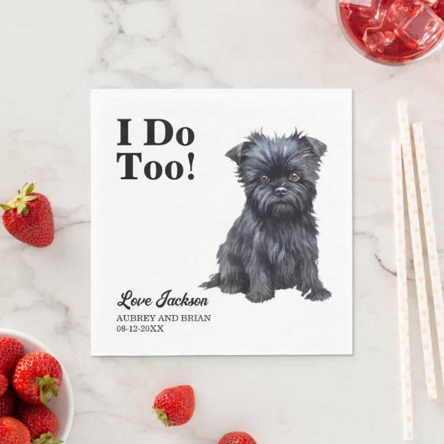 Ich tue zu viel Affen Pinscher Hochzeitsempfang Serviette (Beispiel)