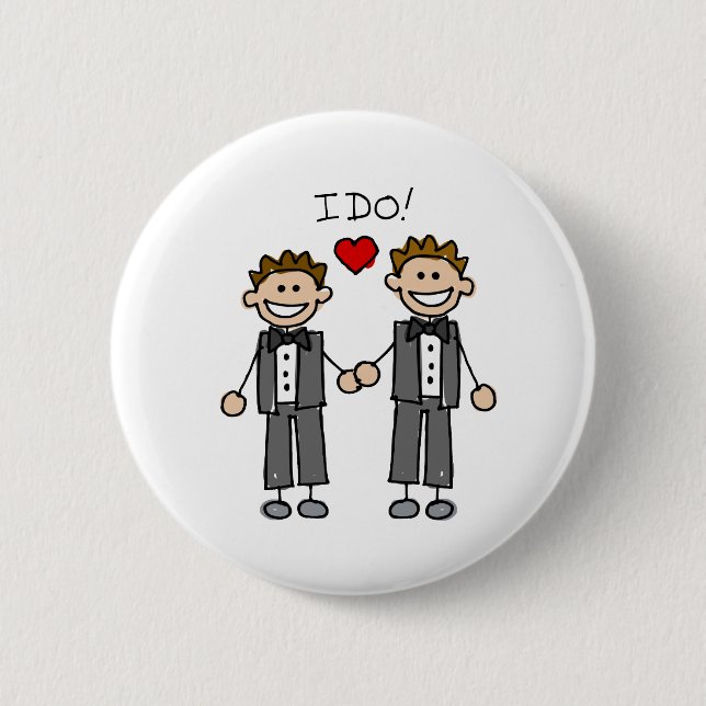Ich tue zwei Bräutigame Button (Vorderseite)