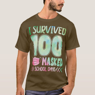 Ich überlebte 100 Masked School Day Funny Watercol T-Shirt
