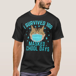 Ich überlebte 100 Maskierte Schultage Cat 100 Day  T-Shirt