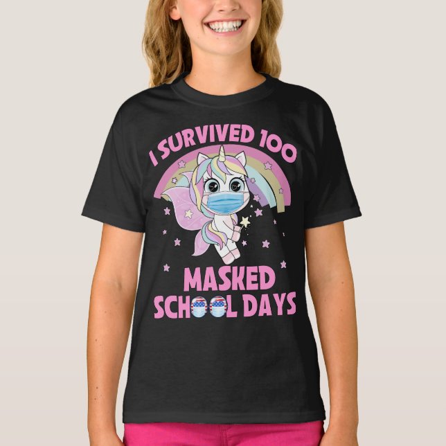 Ich überlebte 100 maskierte Schultage T-Shirt (Vorderseite)