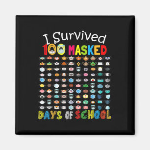 Ich überlebte 100 Maskierte Tage der Schule 100 Sp Magnet