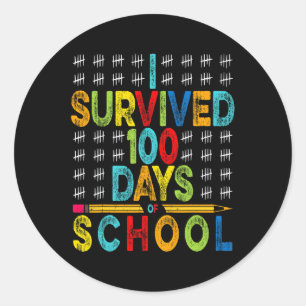 Ich überlebte 100 Schultage am 100. Schultag Runder Aufkleber