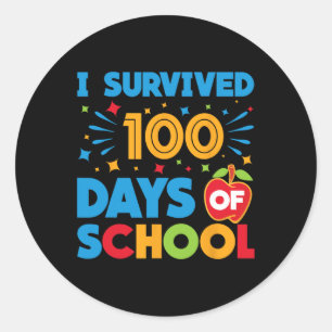 Ich überlebte 100 Tage der Schule glücklich 100. T Runder Aufkleber