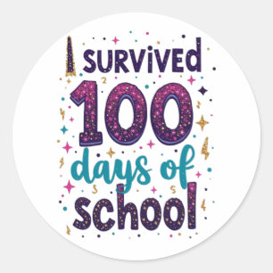 Ich überlebte 100 Tage Schuldesign Runder Aufkleber