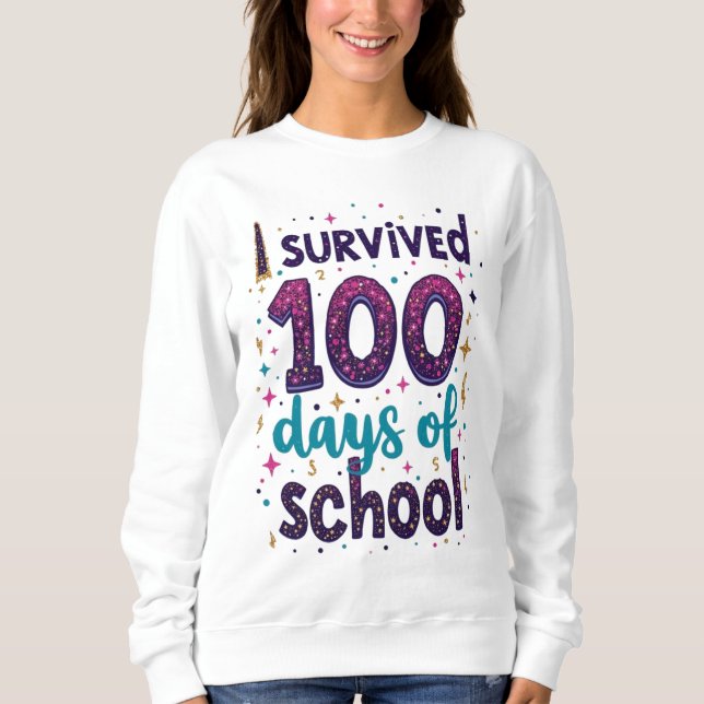 Ich überlebte 100 Tage Schuldesign Sweatshirt (Vorderseite)