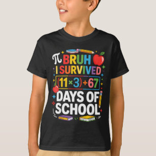 Ich überlebte 100 Tage Schule Bruh Mathe-Gleichung T-Shirt
