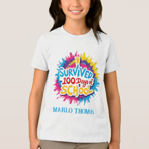 Ich überlebte 100 Tage Schule" Design - Feier Tri-Blend Shirt
