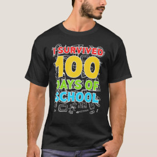 Ich überlebte 100 Tage Schule T Shirt glücklich 10