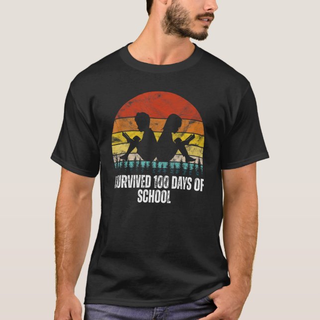 ICH ÜBERLEBTE 100 TAGE SCHULLEHRER T-Shirt (Vorderseite)