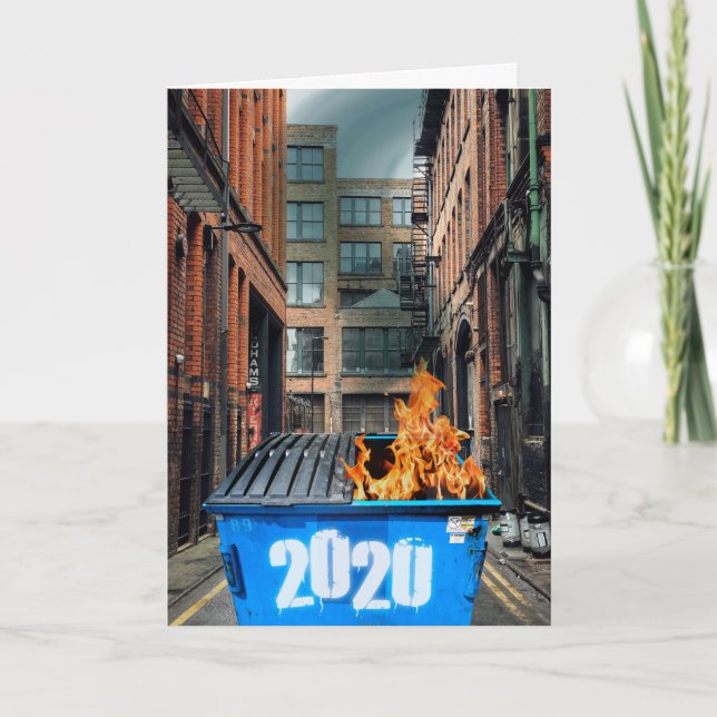 Ich überlebte 2020 Dumpster Fire Happy New Year 20 Karte (Vorderseite)