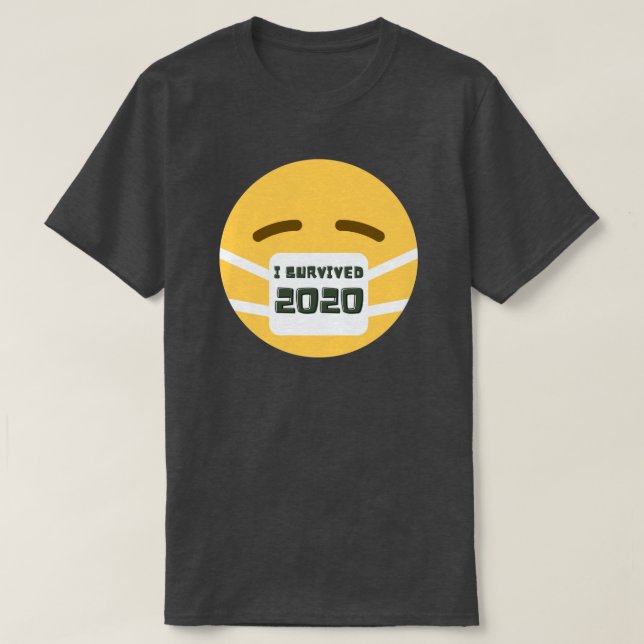 Ich überlebte 2020 Maske Emoji T-Shirt (Design vorne)