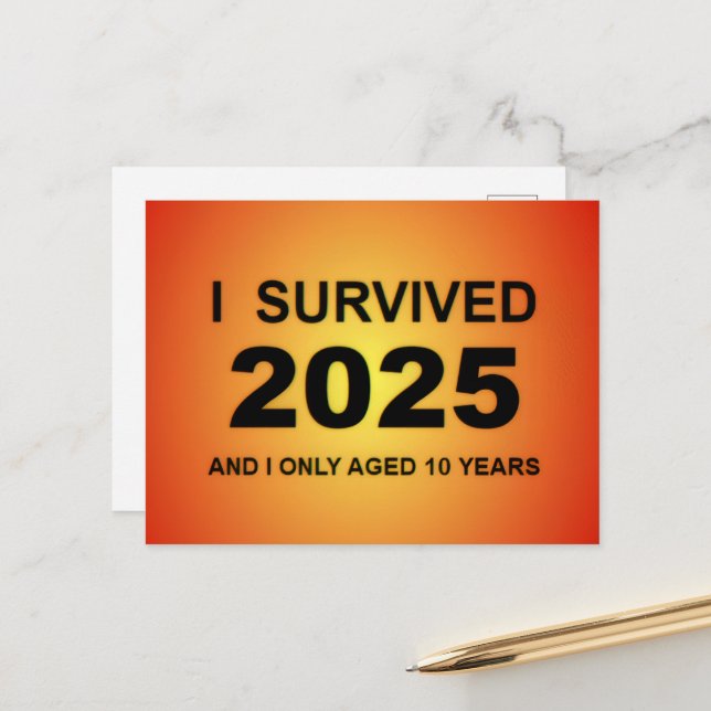 Ich überlebte 2025  postkarte (Vorderseite/Rückseite Beispiel)