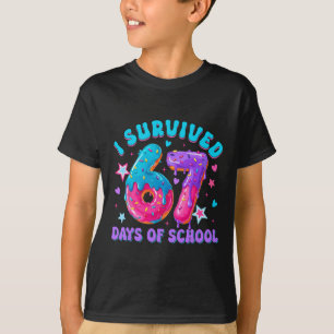 Ich überlebte 67 Tage Schul-Donut-Tropf Junge Mädc T-Shirt