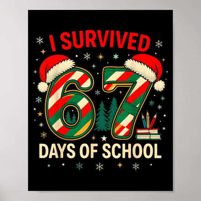 Ich überlebte 67 Tage Schul Weihnachtslehrer  Poster (Vorne)