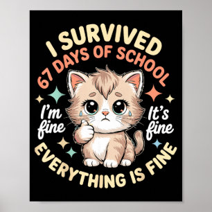 Ich überlebte 67 Tage Schule Katze Es ist okay ich Poster