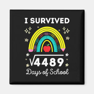 Ich überlebte 67 Tage Schule Schüler Quadrat Ruß 4 Magnet