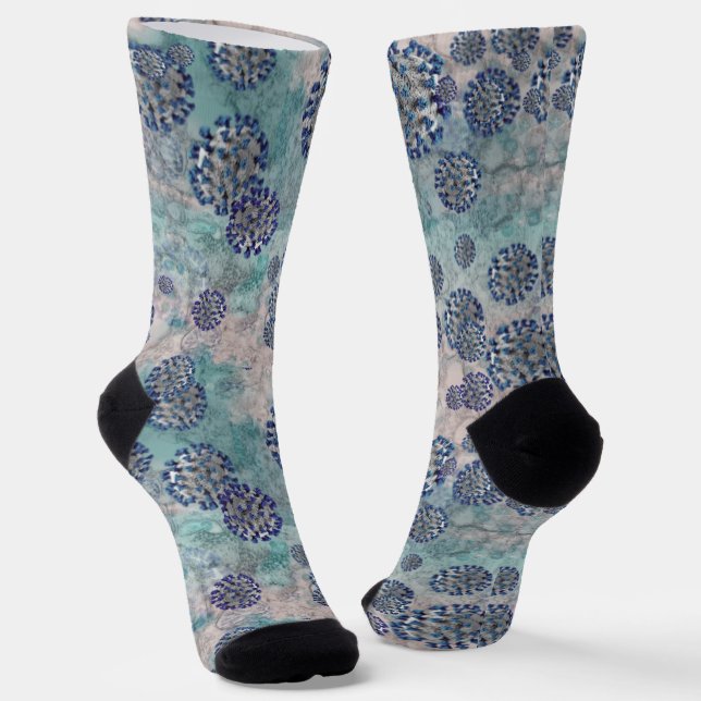 Ich überlebte das blaue abstrakte Virus Socken (Gewinkelt)