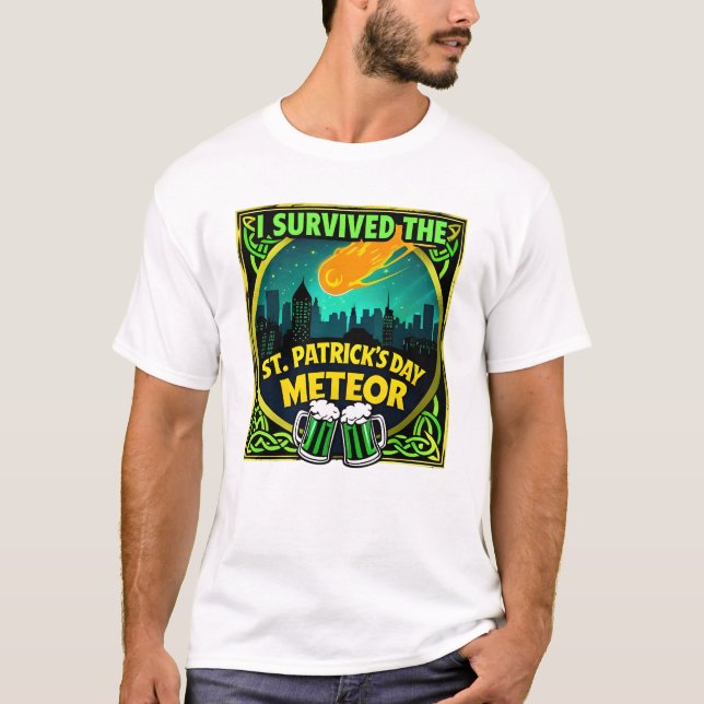 Ich überlebte das St. Patrick's Day Meteor Bierlie T-Shirt (Vorderseite)