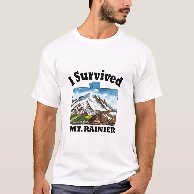 Ich überlebte den Berg Rainier, Washington T-Shirt (Vorderseite)