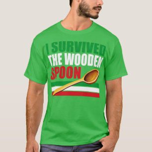 Ich überlebte den Holzlöffel mit dem sonnigen Holz T-Shirt