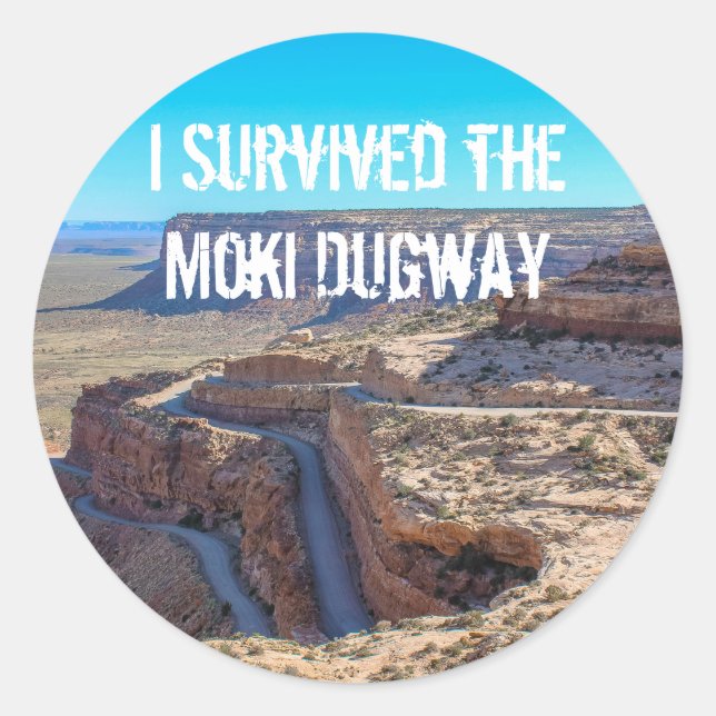 Ich überlebte den Moki-Dugway-Sticker Runder Aufkleber (Vorderseite)